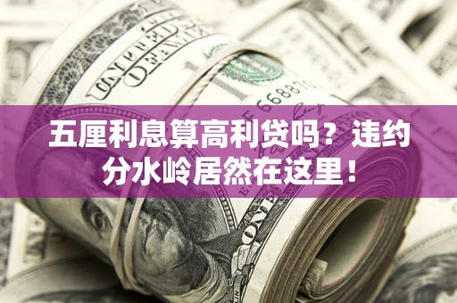 济南五厘利息算高利贷吗？违约分水岭居然在这里！